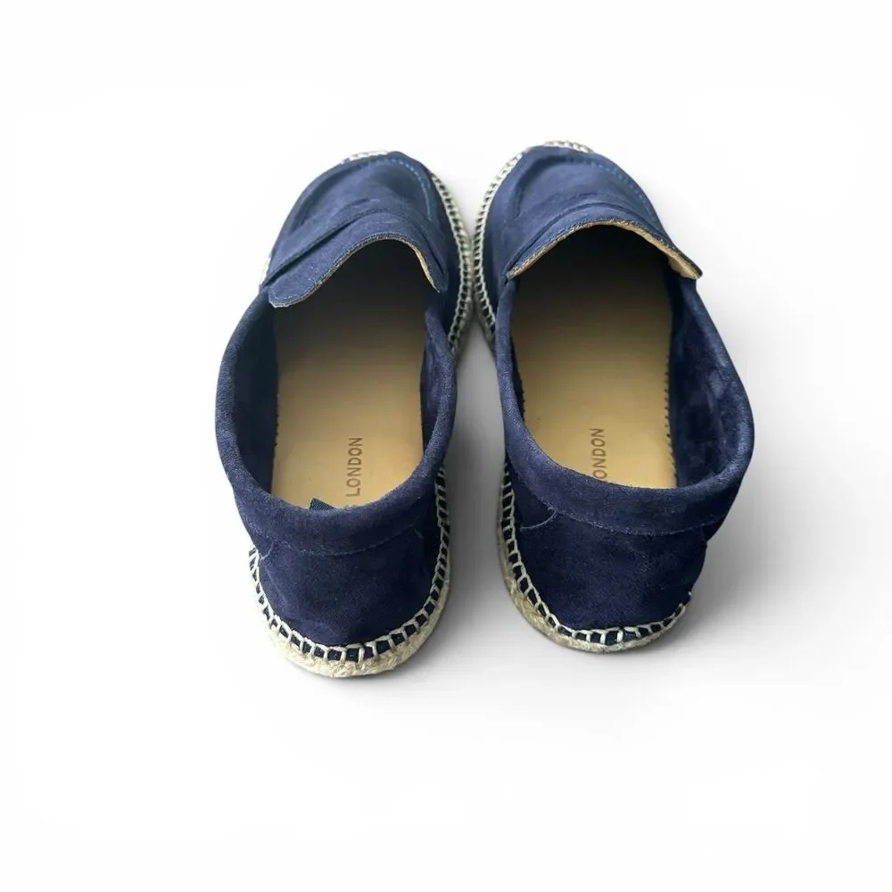 Harrys London Riviera Suede Espadrilles Men 43 1/2 EU 10.5 US Blue Penny Loafer